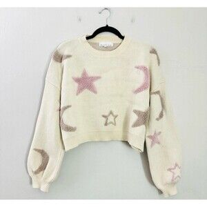 Threaded Leaf Women's To The Moon & Back Crewneck Pullover Sweater Size Small